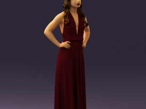 woman in burgundy dress 0526 Modelo 3D