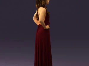 woman in burgundy dress 0526 3D Model