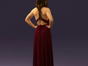 woman in burgundy dress 0526 3D Model