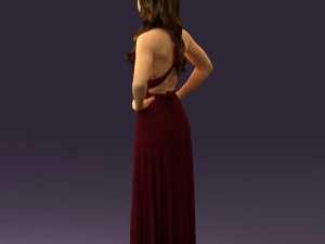 woman in burgundy dress 0526 3D Model