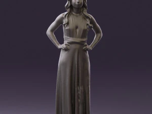 woman in burgundy dress 0526 3D Model