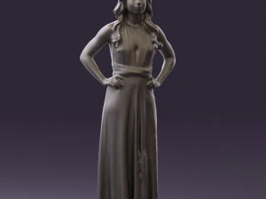 woman in burgundy dress 0526 3D Model