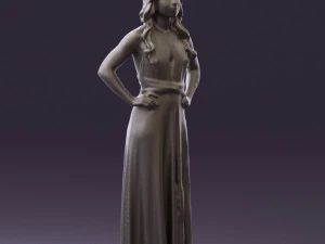 woman in burgundy dress 0526 3D Model