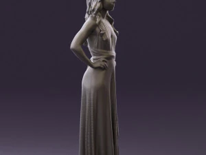 woman in burgundy dress 0526 3D Model