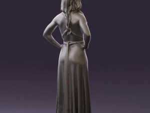 woman in burgundy dress 0526 3D Model
