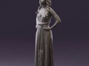 woman in burgundy dress 0526 3D Model
