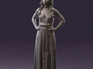 woman in burgundy dress 0526 3D Model