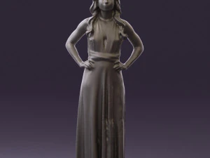 woman in burgundy dress 0526 3D Model