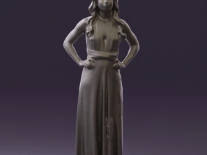 woman in burgundy dress 0526 3D Model