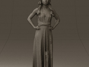 woman in burgundy dress 0526 Modelo 3D