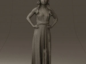 woman in burgundy dress 0526 3D Model