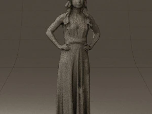 woman in burgundy dress 0526 3D Model
