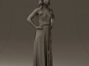 woman in burgundy dress 0526 3D Model