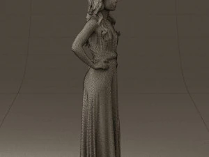 woman in burgundy dress 0526 3D Model