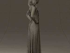 woman in burgundy dress 0526 3D Model