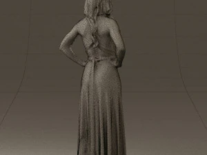 woman in burgundy dress 0526 3D Model