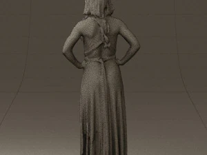 woman in burgundy dress 0526 3D Model