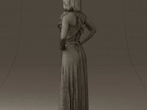 woman in burgundy dress 0526 3D Model