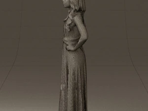 woman in burgundy dress 0526 3D Model