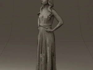 woman in burgundy dress 0526 3D Model