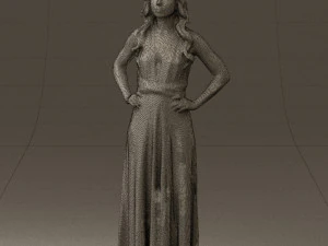 woman in burgundy dress 0526 3D Model