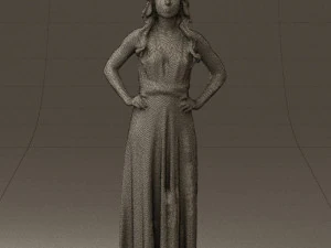 woman in burgundy dress 0526 3D Model