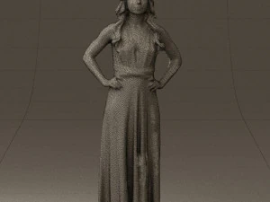 woman in burgundy dress 0526 3D Model