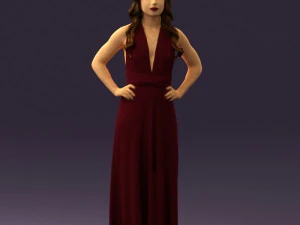 жінка в бордовій сукні 0526 3d друк готовий 3D Принт Модель