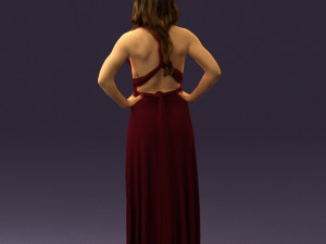 woman in burgundy dress 0526 3d print ready 3D 프린트 모델