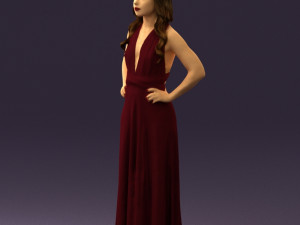 woman in burgundy dress 0526 3d print ready 3D 프린트 모델
