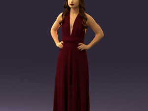 woman in burgundy dress 0526 3d print ready 3D 프린트 모델
