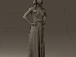 woman in burgundy dress 0526 3d print ready 3D 프린트 모델
