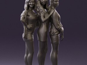 three woman in dress 0524 Model 3D