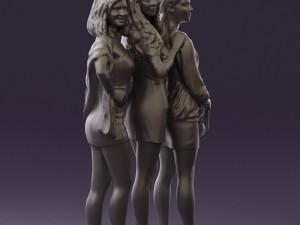 three woman in dress 0524 Model 3D