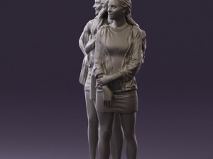 three woman in dress 0524 Model 3D