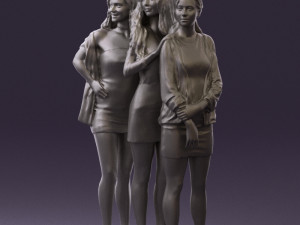 three woman in dress 0524 Model 3D