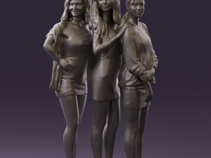 three woman in dress 0524 Model 3D