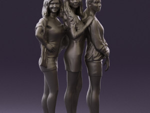 three woman in dress 0524 Model 3D