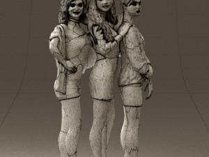 three woman in dress 0524 Model 3D