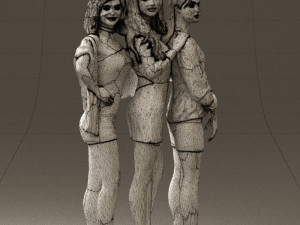 three woman in dress 0524 Model 3D