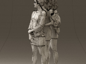 three woman in dress 0524 Model 3D