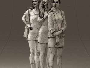 three woman in dress 0524 Model 3D