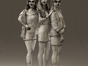 three woman in dress 0524 Model 3D