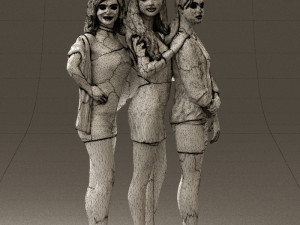 three woman in dress 0524 Model 3D