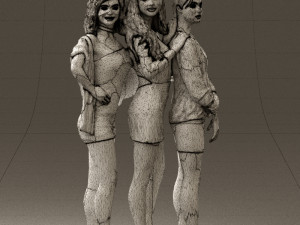 three woman in dress 0524 Model 3D