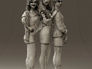 three woman in dress 0524 3D Model