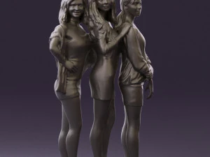 three woman in dress 0524 3d print ready 3D Print Model