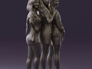 three woman in dress 0524 3d print ready 3D Print Model