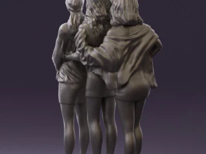 three woman in dress 0524 3d print ready 3D Print Model