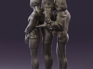 three woman in dress 0524 3d print ready 3D Print Model